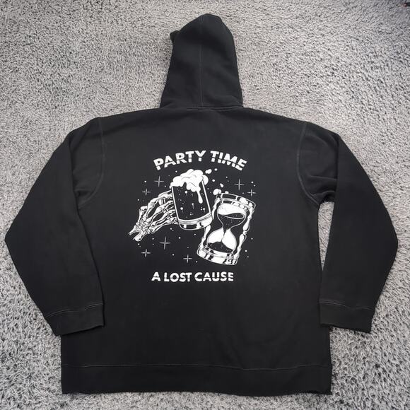 ALC A Lost Cause Hoodie Adult Extra Large Black Skeleton Hand Skater Streetwear - Picture 5 of 6
